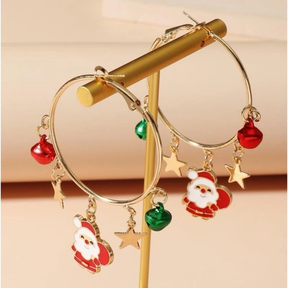 Rather Magical Jewelry - Happy Holidays✨🎅🏼🎄🎁Santa Jingle Bells Christmas Ornament Charm Hoop Earr…